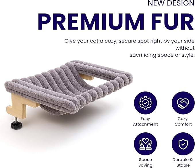 Cat Desk Hammock | Cat Desk Bed & Perch – Hanging Cats Hammock, Original Pest Bed for Large Cats, Secure No-Drill Attachment, Sturdy Holds Up to 40 lbs, Space-Saving Furniture