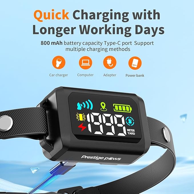 GPS Wireless Dog Fence - No Monthly Fee, Waterproof Pet Containment System with Smart Shock Collar - Safe GPS Tracker for Dogs - Adjustable, Rechargeable, Easy Setup