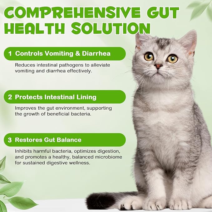 Probiotics for Cats, Cat Probiotic with Prebiotic and Enzymes, 3 in 1 Cat Probiotic Drops, Cats Probiotics Supplement Help Digestive Support Gut Health