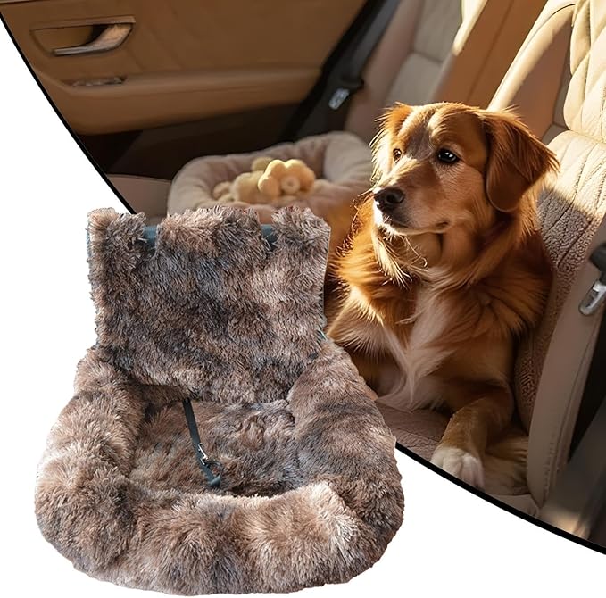 Dog Seat for Car - Plush Puppy Car Seat Cushion,Travel Bed Non-Slip Pet Cushion for Small Medium Large Puppy Kitten Vehicle Adventures Camping Road Trip Truck Vet Visit