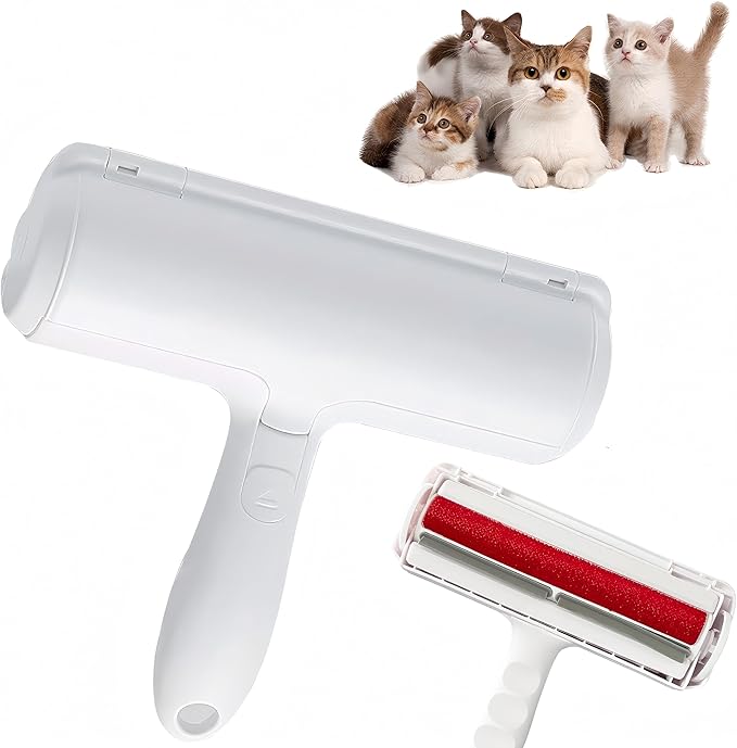 Self-Cleaning Pet Hair Remover Roller for Furniture, Reusable Lint Roller and Dog/Cat, Carpet, Clothing - Portable Multi Surface Fur Removal