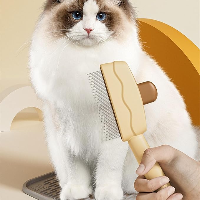 Cat Deshedding Brush with Massage Function ABS Cat Grooming Tool for Shedding Control and Coat Care