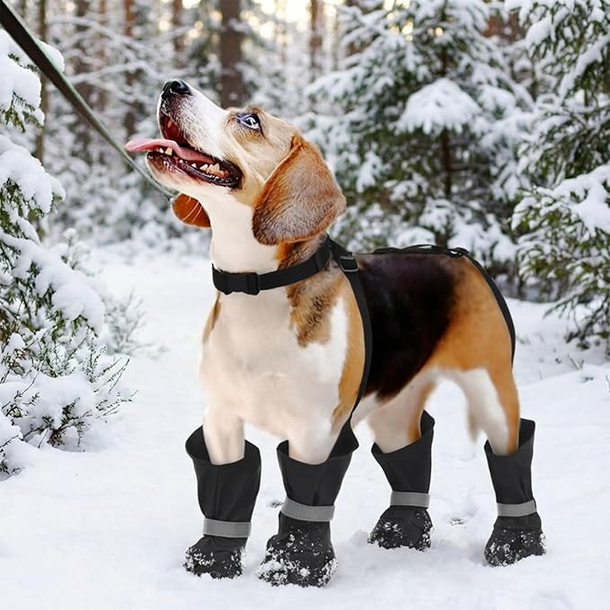 Dog Suspender Boots, Anti-Slip & Fall Waterproof Dog Shoes Leggings, Dog Paw Protector for Small Medium Dogs, Adjustable Dog Boots Pet Shoes for Outdoor Walking