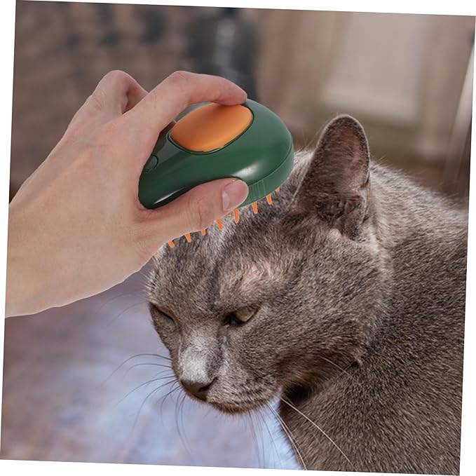 BESPORTBLE Electric Cat Steam Brush Self Cleaning Grooming Tool for Cats Pets Relaxing Massage Easy to Use for Bathing Grooming Avocado Spray Design