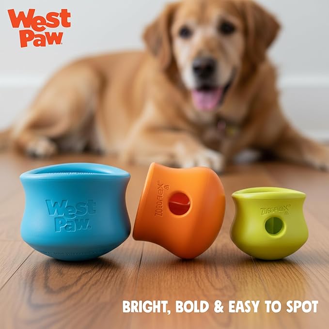 WEST PAW Zogoflex Toppl Interactive Treat Dispensing Puzzle Dog Toy for Mental Stimulation & Enrichment-Holds Kibble & Treats-Lickable, Freezable & Dishwasher Safe-Made in USA-XL-River Blue