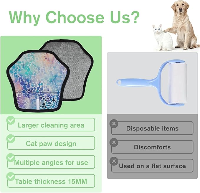 Reusable Pet Hair Removal Glove Abstract Dot Magic Brush for Cat & Dog Hair Remover for Car, Sofa, Bedding, Clothes - 9x9 Mitt Washable