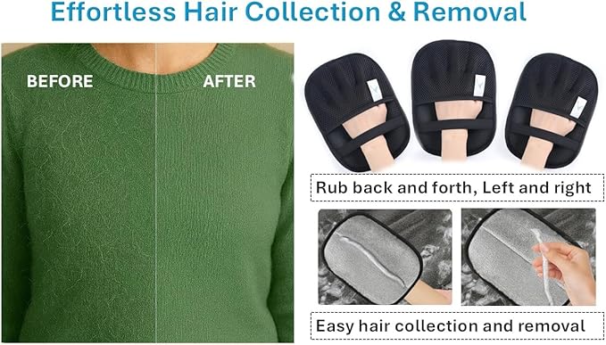Upgraded Pet Hair Removal Glove – Electrostatic Five‑Finger Design for Effortless Dog & Cat Hair Removal on Couch, Carpet, Car Seats, Bedding & Laundry – Reusable & Washable
