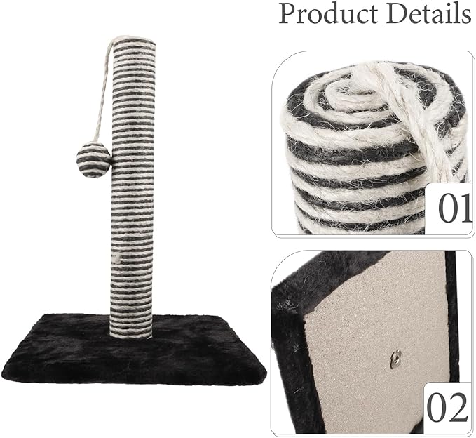 Alipis Cat Scratching Post with Sisal Rope Sturdy Scratcher Pole Hanging Ball Indoor Cat Activity Center