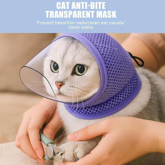 Cat Muzzle for Grooming | Breathable Adjustable Anti Bite Mesh Cover | Nail Trimming Muzzle,for Restraint Prevent Protection Bite Biting Chewing Scratching Pet Nail Trimming Costumes