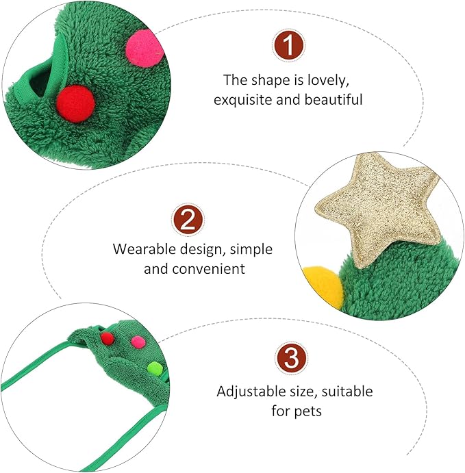 Totority Dog Christmas Hat Xmas Pet Hat with Colorful Pom Poms Small Size for Dogs and Cats Holiday Pet Supplies and Costume Accessories