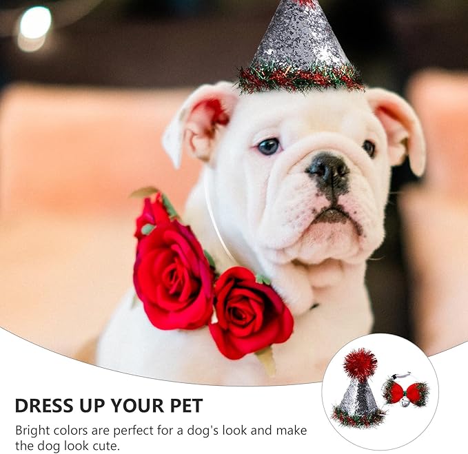 Homoyoyo Christmas Pet Hat and Bow Tie Set with Bell Red Holiday Dog and Cat Costume Accessories for Christmas Party 2pcs Pet Supplies