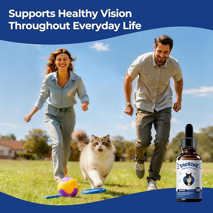 Taurine Supplement for Cats Liquid Drops – Essential Taurine for Heart Health, Vision & Immune Support, Easy-to-Mix Daily Feline Nutrition Supplement