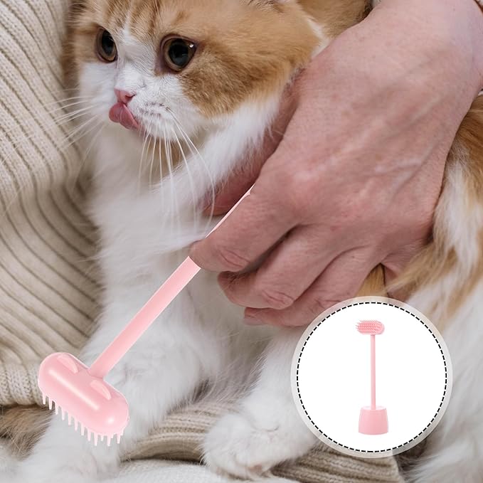 Cat Grooming Brush and Scratch Massage Brush for Cats Compact Light Pink Pet Hair Removal Tool Soft for Itchy Skin Relief and Fur Care