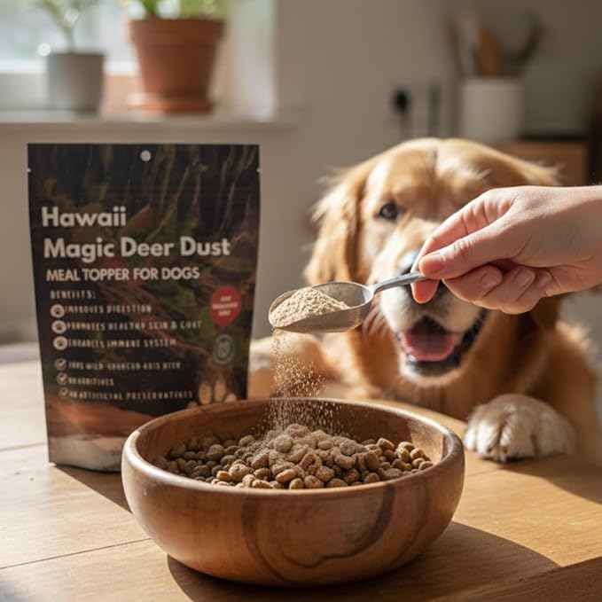Hawaii Magic Deer Dust Dog Food Topper | Single-Ingredient Natural Protein Powder | Supports Digestion, Skin & Immune Health | No Additives or Preservatives | 4 oz