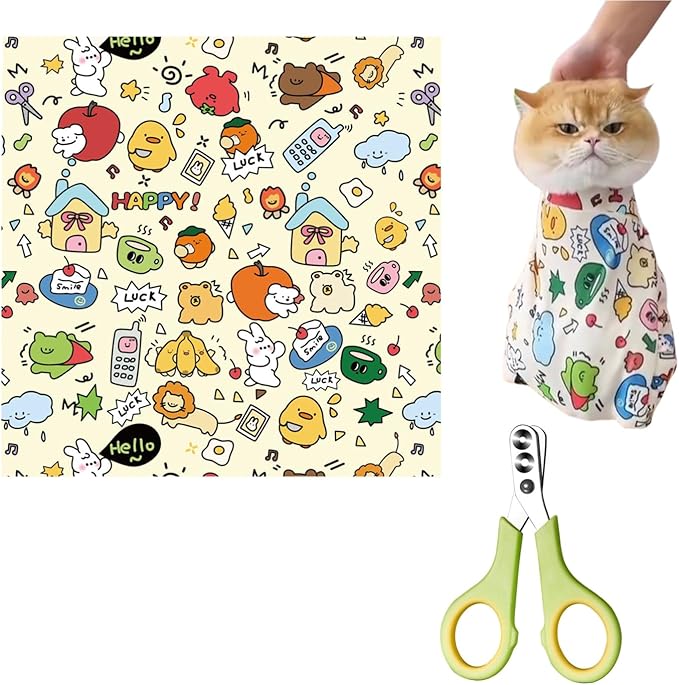 Cat Wrap for Clipping Nails,The Calm and Cozy Cat Cloth Wrap for Grooming,Cat Grooming Wrap Blanket (A,70 * 70CM [for Under 16.5lb])