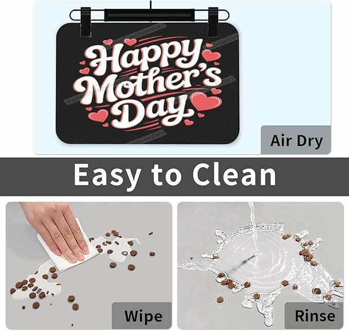 Absorbent Dog Water Cat Mat for Food Water Bowl Quick Dry Happy Mother's Day Floral Gift for Mom El Pet Feeding Mats No Stains Dog Food Mat Pet Accessories Supplies Cat Bowl Mats 24x16In