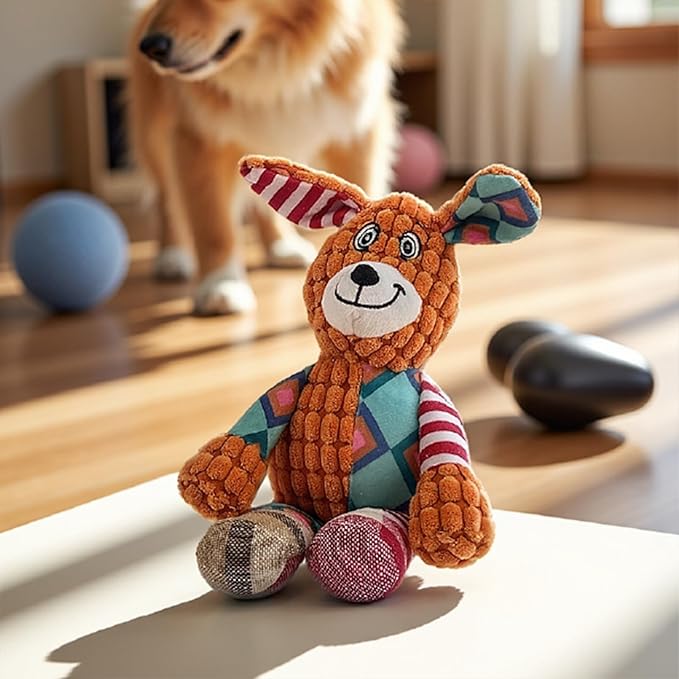 Squeak Dog Toys Stuffed Plush for Small & Medium Breeds - Soft Chew Fabric, Interactive Indoor/Outdoor Play, Perfect for Puppy Teething - Ideal Pet Gift, Dog