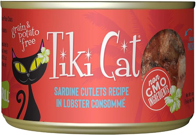 Tiki Cat Grill Wet Cat Food, Sardine Cutlets, 6 oz. Cans (8 Count)