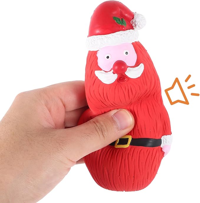 Uonlytech Christmas Latex Squeaky Dog Interactive Chewing Red Santa Snowman for Puppies and Dogs Holiday Play Pet Supplies