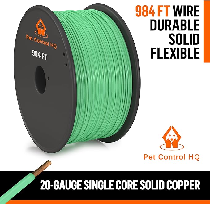 Pet Control HQ Extra Underground Dog Fence Wire Wireless Electric Fence for Dogs, 984ft, 20AWG, Electric Dog Fence Wire for Dog Containment System In-Ground Pet Boundary Wire