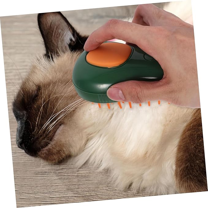 UPKOCH Cat Steam Brush with Ergonomic Design for Easy Grooming Safe and Reusable Pet Shower Brush for Cats Dogs and Animals Avocado Spray Comb