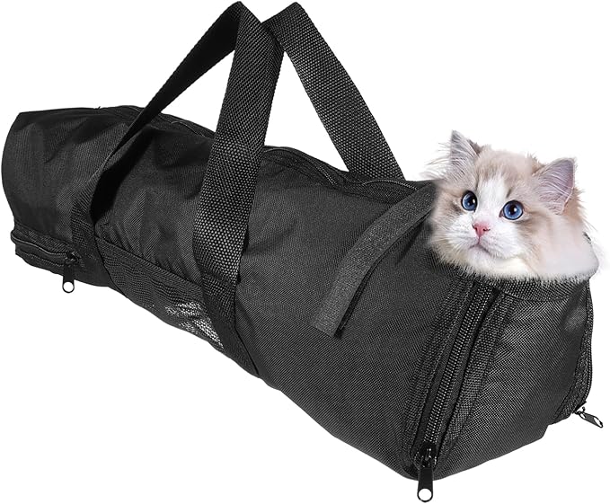 Hemoton Cat Bathing Bag Sturdy Zipper Mesh Cat Holder for Nail Trimming PET Grooming Supplies for Stress-Free Bathing