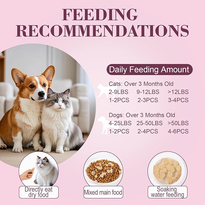Dylan's cabin Freeze-Dried Chicken Cat & Dog Treats - High Protein Tree Bites with Bone-in Thigh, Salmon Training Kitten Puppy Snack for Coat Oral Health, 84pcs