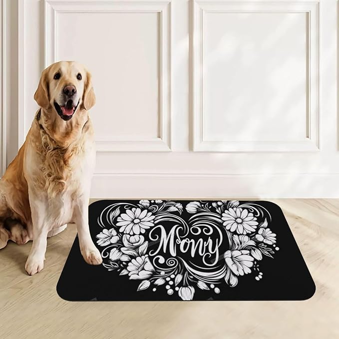 Pet Feeding Mat Absorbent Dog Mat for Food and Water Bowl Dog Accessories Happy Mother's Day Floral Gift for Mom Hm Pet Supplies Dogs Quick Dry Cat Water Dispenser Mats 18X12In