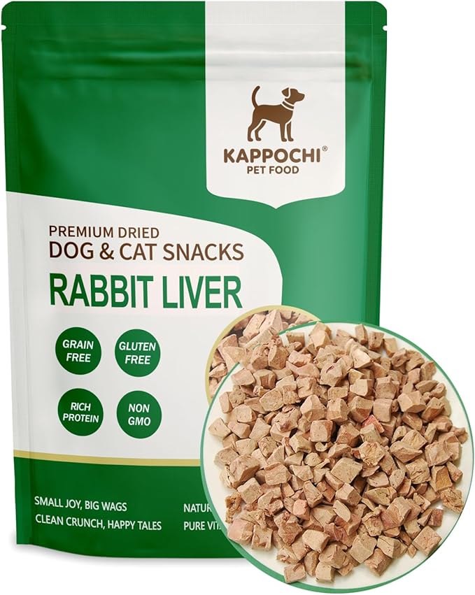 Freeze Dried Rabbit Liver Dog Treats, Single Ingredient Pet Treats, 3.5oz(100.0g), High Protein, Grain Free Snacks