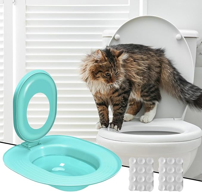 Cat Toilet Trainer Kit - Kitten Potty Teaching Seat | Leakproof Non Stick Training System with Gradual Learning Design for Apartment Bathroom House Indoors Outdoors Pet Owners