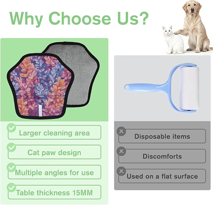 Reusable Pet Hair Removal Glove Lavenders Themed Magic Brush for Cat & Dog Hair Remover for Car, Sofa, Bedding, Clothes - 9x9 Mitt Washable