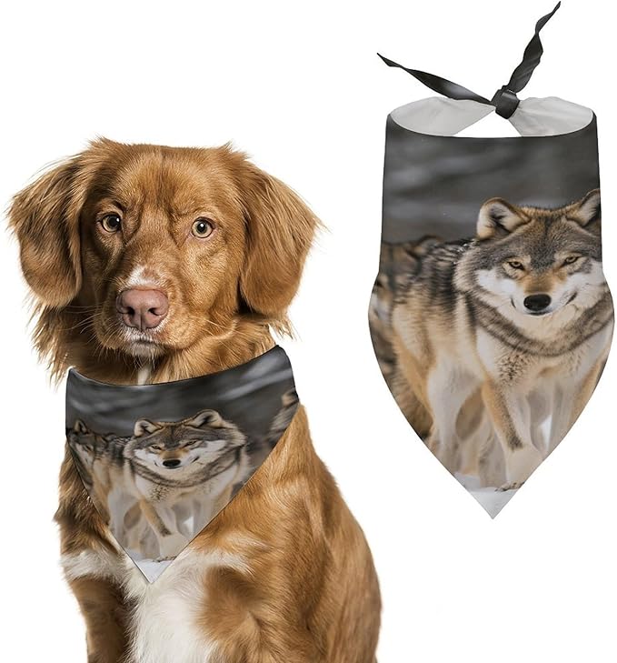 Dog Bandana Spring Pet Scarf Adjustable Triangle Pack of Wolves Printing Dog Bib Washable Polyester Puppy Bandana for Small Medium Large Dogs Cat Birthday Party Supplies