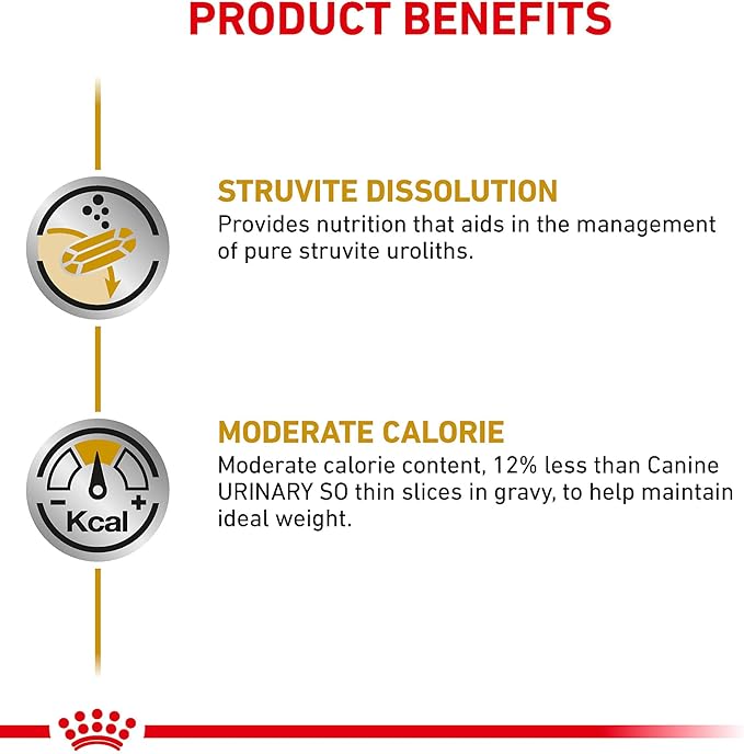Royal Canin Veterinary Diet Canine Urinary SO Moderate Calorie Adult Thin Slices in Gravy Dog Food, 12.5 oz (Pack of 6)