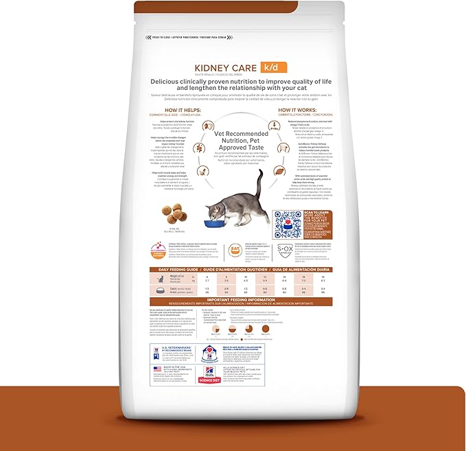 Hill's Prescription Diet k/d Kidney Care with Chicken Dry Cat Food, Veterinary Diet, 8.5 lb. Bag