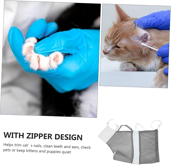 ERINGOGO Adjustable Cat Bathing Bag Breathable Cat Grooming Pouch for Washing Nail Clipping Cleaning for Kittens Pets Prevents Scratches Ensures Comfort