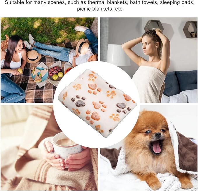 3Pcs Dog Paw Print Fleece Blanket, Pet Warm Sleep Mat, Coral Fleece Soft Dog Blanket with Cute Paw Design, Bite Resistant Pet Supplies for Dogs Cats Small Animals (25.5cm)