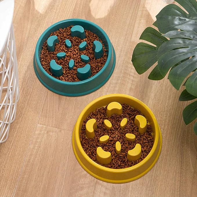 Pet Slow Food Bowl Small Dog Choke-Proof Bowl Non-Slip Slow Food Feeder Dog Rice Bowl Pet Supplies Available for Cats and Dogs Pink (007 Jungle)
