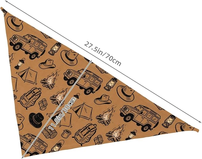 Happy Camper Summer Dog Bandana，Adorable Puppy Accessory for the avid Camper ，Pet Neckerchief for Pets Daily Wear Photo Prop Party Supplies,Funny Cute Dog Bandana (Brown-1)