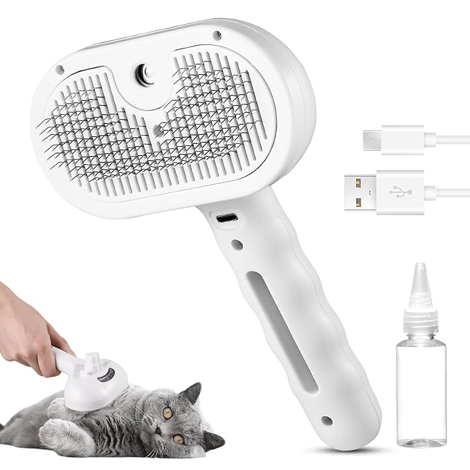 Slicker Brush for Dog Shedding Hair - Dogs & Cats White Brush for Shedding and Grooming, 4 in 1, Suitable for Long and Short-Haired, Removes Loose Fur Effectively