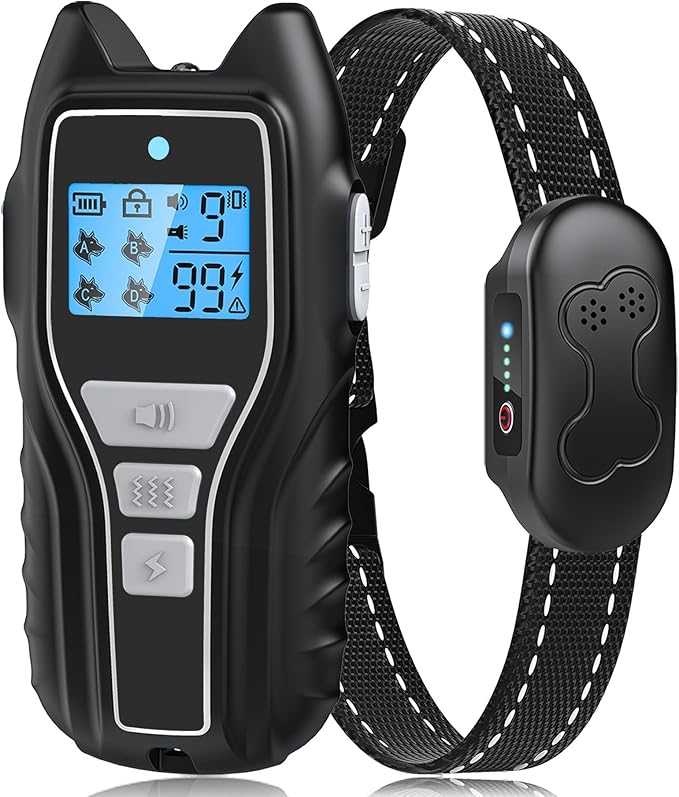 Dog Shock Collar with Remote Control – Shock Collar for Dogs 15–120 lbs, 2000FT Long Range Dog Training Collar with Remote IPX7 Waterproof Rechargeable 4 Safe Modes for Small Medium Large Dogs Black