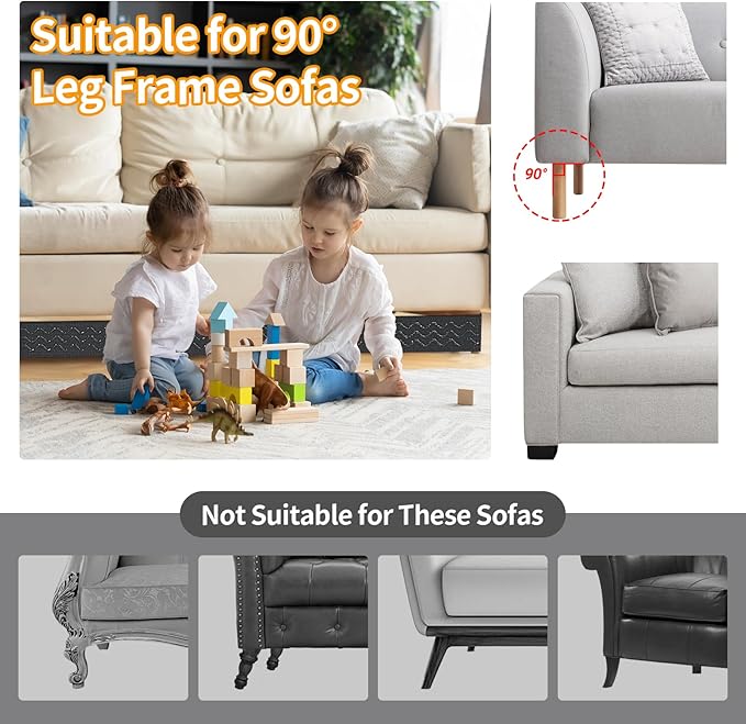 Under Couch Blocker for Kid and Pet Toys, Adjustable Toy Blocker for Under Couch, Toy Blocker Stop Things from Going Under Sofa, Bed, and Other Furniture, Easy to Install, 1.6" x 157 inch