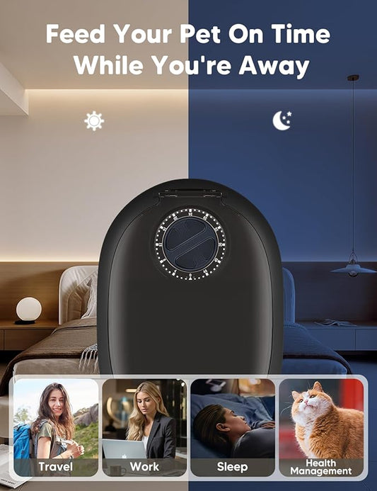 WOPET Automatic Cat Feeder, 48-Hour Timed Pet Food Dispenser with Ice Pack for Freshness, Yogurt & Canned Meals – Perfect for Cats, Kittens & Small Dogs