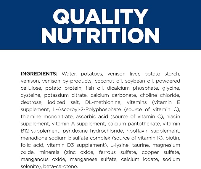 Hill's Prescription Diet d/d Wet Dog Food, Potato & Venison Recipe, 13 oz. Cans, 12-Pack