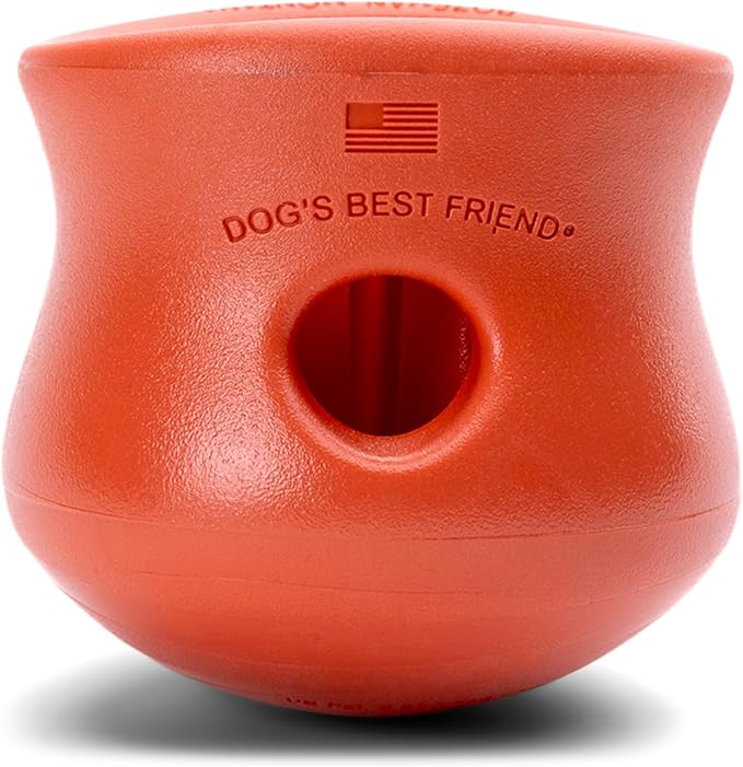 WEST PAW Zogoflex Toppl Interactive Treat Dispensing Puzzle Dog Toy for Mental Stimulation & Enrichment-Holds Kibble & Treats-Lickable, Freezable & Dishwasher Safe-Made in USA-XL-Cardinal Red