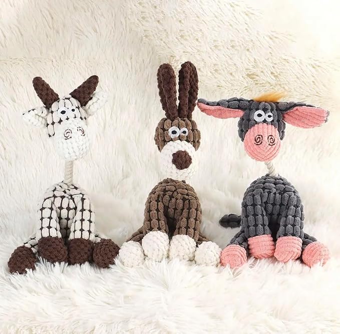 Bark & Brush Plush Dog Toys (2-Pack) – Durable Squeaky Chew & Tug Toys with Reinforced Seams, Crinkle Texture & Built-in Squeakers – Tough Plush Toys for Medium Chewers, Small & Medium Dogs