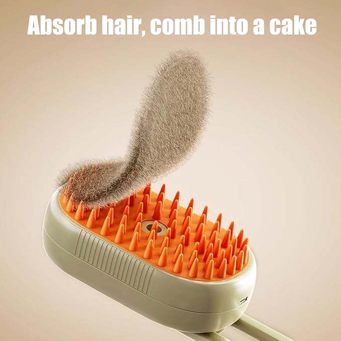 4 in 1 Cat Steam Brush for Shedding, Rechargeable Steam Brush for Cats and Dogs, Anti-Static Steam Pet Brushes, Massage, Cleaning, Shedding & Combing All In One (Orange+No-rinse Essence)