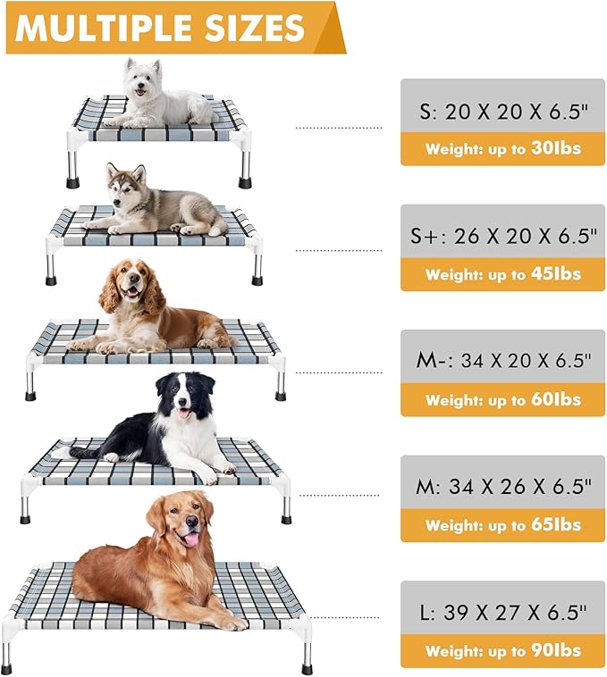 Elevated Outdoor Raised Dog Bed Outdoor Dogs Bed Lifted Pet Bed Dog Cot for Medium Pet Taste Life, Start with A Pet Bed 34'' x 26'' x 6.5''