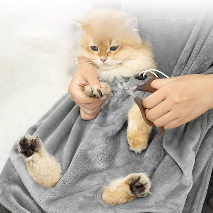 Cats Holding Carriers Velvets Aprons Slings Accompany Bag Indoor Use Smock with Pocket Cats for Nail Cutting