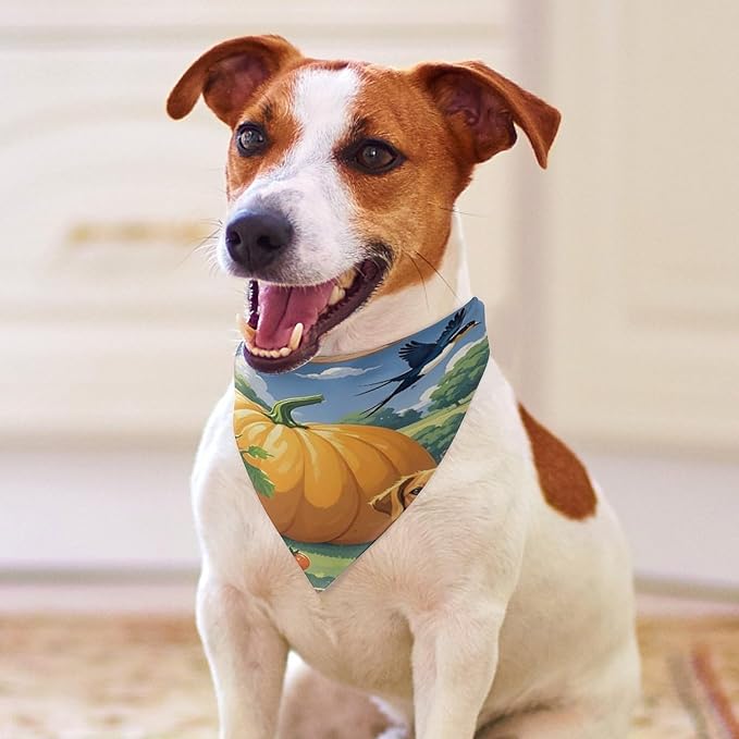 Dog Bandana Spring Pet Scarf Adjustable Triangle Autumn Farm Printing Dog Bib Washable Polyester Puppy Bandana for Small Medium Large Dogs Cat Birthday Party Supplies