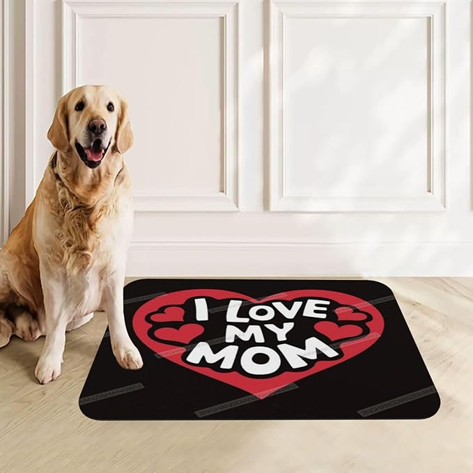 Pet Feeding Mat Happy Mother's Day Floral Gift for Mom Ij Dog Food Mat for Food Water No Stains Quick Dry Dispenser Cat Bowl Mats Messy Drinkers 24x16In